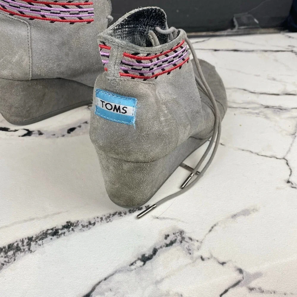 Toms Desert Wedge Boot Aztec Gray 9
